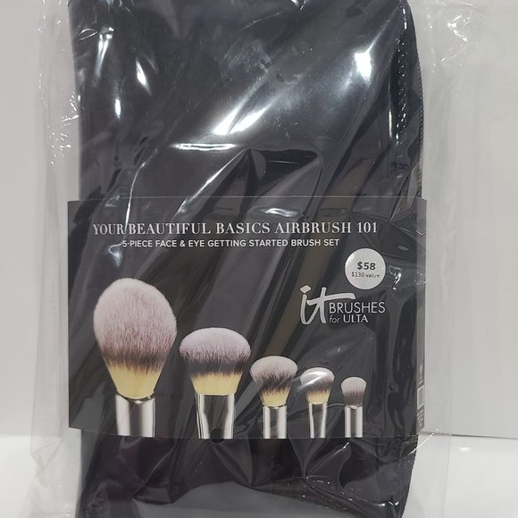 NIP ✅ It Cosmetics Your Beautiful Basics Airbrush 101 5 pc Makeup Brush Set ✨NIP - Picture 2 of 5
